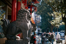 Lion Statue In Kunming, Yunnan, China.