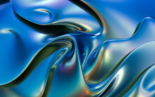 3D Render Of An Abstract Wavy Holographic Cloth