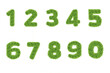 Collection of numbers. Green grass filled the character. Zero to nine, figures. isolated from a white background. Eco symbol collection.