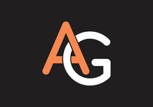 AG Initial Letter Design With Orange And White Color On Black Background