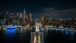 Drone view of Manhattan, New York City and Brooklyn bridge