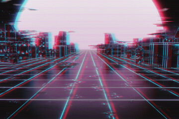 Abstract neon city background