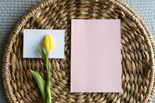 Yellow Tulip And Pink Stationery