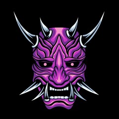 Wall Mural - Oni mask vector illustration in detailed style
