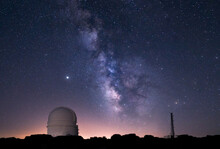 Milky Way Over An Astronomical Observatory Telescope