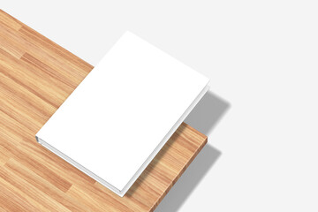 Wall Mural - Realistic blank hard cover book mockup on the wood 