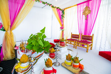 Indian Hindu wedding interiors and decorations, mandap