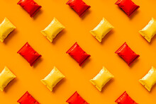 Top-down View Of Orange And Red Chips Packages With No Label.