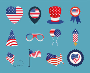 Wall Mural - independence usa icon set