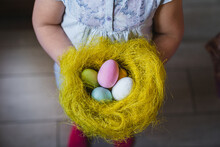 Colored Candy Easter Eggs In A Nest