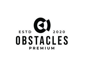 vector logo abstract and bold letter o or zero obstacle