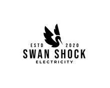 Abstract Electric Black Swan Design Logo Silhouette