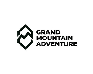 Wall Mural - bold outlined letter M mountain logo. Modern and clean mountain logo