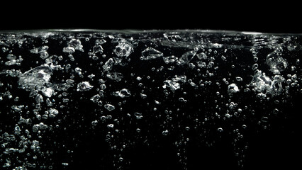 Wall Mural - Bubbles Water Float up on Black Background