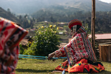 Peruvian Weaver Working In Peru