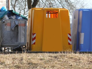 Wall Mural - series of rubbish bins for the separate collection and solid waste