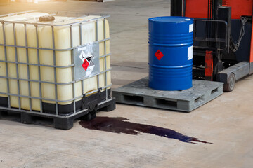 Sticker - Chemicals from industry or laboratory  leak on the floor and damage the environment