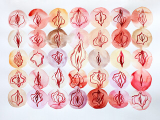 Collection of abstract vulvas 