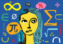 Girl Learning Math Illustration