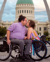 Wheelchair Couple At Saint Louis Arch
