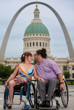 Wheelchair Couple At Saint Louis Arch
