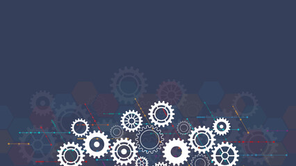 Wall Mural - Cogs and gear wheel mechanisms. Concepts and ideas for hi-tech digital technology and engineering design.