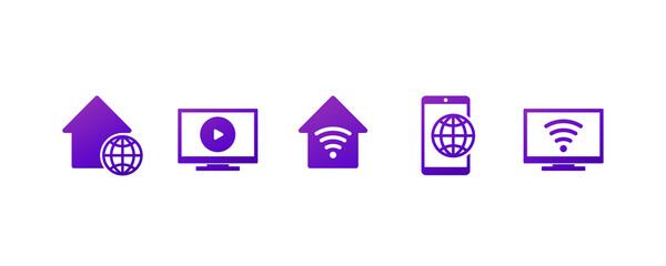 Poster - home internet, mobile traffic and smart tv provider icons set