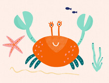 Crab Summer Ocean Illustration