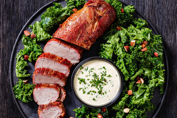 Poster - Roast Pork Tenderloin with kale salad and sauce