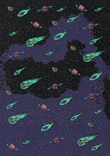Surrealistic Comets Pattern Illustration