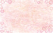 【ベクターai】桜や梅イメージのお花コラージュフレーム飾り　ピンク色水彩画テクスチャー背景壁紙イラスト素材　