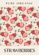 Strawberry. Retro posters with fruits. 90s 80s 70s groovy posters. Modern trendy print. Hand drawn fruit pattern. Vector illustration