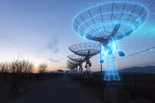 We Are Exploring The Radio Telescope In The Universe, The Concept Of Science And Technology