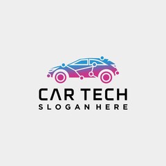 High-tech modern car logo design, car technology logo, tech car performance tuning 