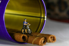 Cyclist On The Wafer, Miniature Figure 1:87 Scale