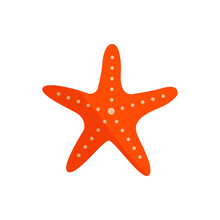 Starfish In Flat Style. Marine Vector Icon And Illustration. Summer Season Pool And Sea Aquapark Or Beach. Seaside. Holiday And Vacation