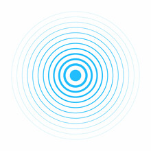 Blue Circle Wave Effect. Radar, Sound Wave Or Water Rings Sign. Circle Spin Target. Signal Concentric Icon. Vector Illustration