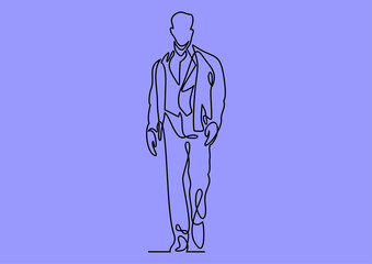 Poster - Vector illustration fashionable man-continuous line drawing