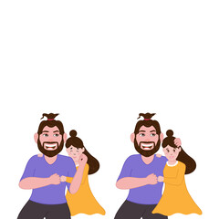 Sticker - Cheerful Man Hugging His Daughter In Two Image And Copy Space On White Background.