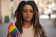 LGBTQ Young Black Woman In City Portrait