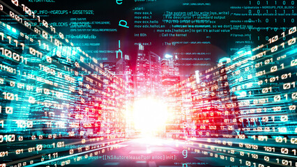 software development, application programming code and tacit computer coding . concept of smart digi