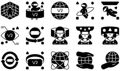 Canvas Print - Set of Vector Icons Related to Metaverse. Contains such Icons as Space, Virtual Reality, Virtual Space, Vision, Vr, Vr Glasses and more.