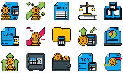 Wall Mural - Set of Vector Icons Related to Accounting. Contains such Icons as Finance, Income, Invoice, Ledger, Loan, Revenue and more.