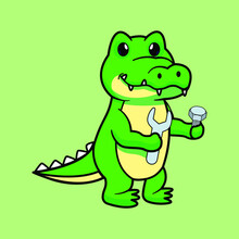 Cute Crocodile Mascot As Workshop Worker Of Illustration Vector