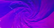 Rotation of the blades of an abstract funnel of shiny caramel in neon colors of purple and blue, abstract background