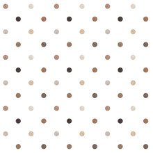 Watercolor Seamless Pattern. Polka Dot Baby Print. Brown, Beige Dots On White Background. For Wallpapers, Postcards, Wrappers, Greeting Cards, Textile, Invitations