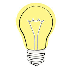 Sticker - Light bulbs one line drawing on white isolated background