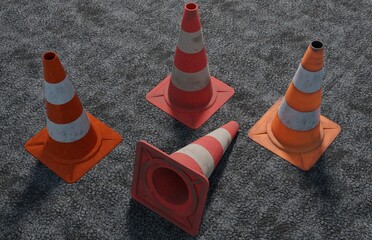 Traffic Cones

A 3D illustration of an assortment of traffic cones