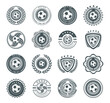 Collection of soccer label set.Soccer attack concept