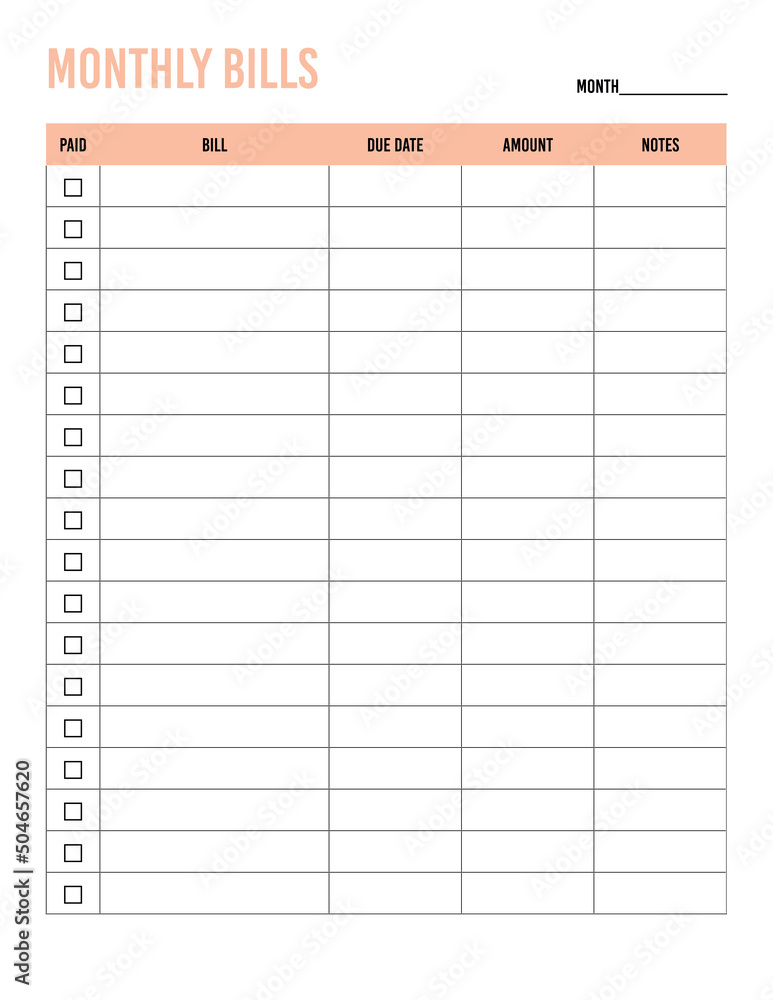 monthly-bills-tracker-checklist-printable-stock-vector-adobe-stock